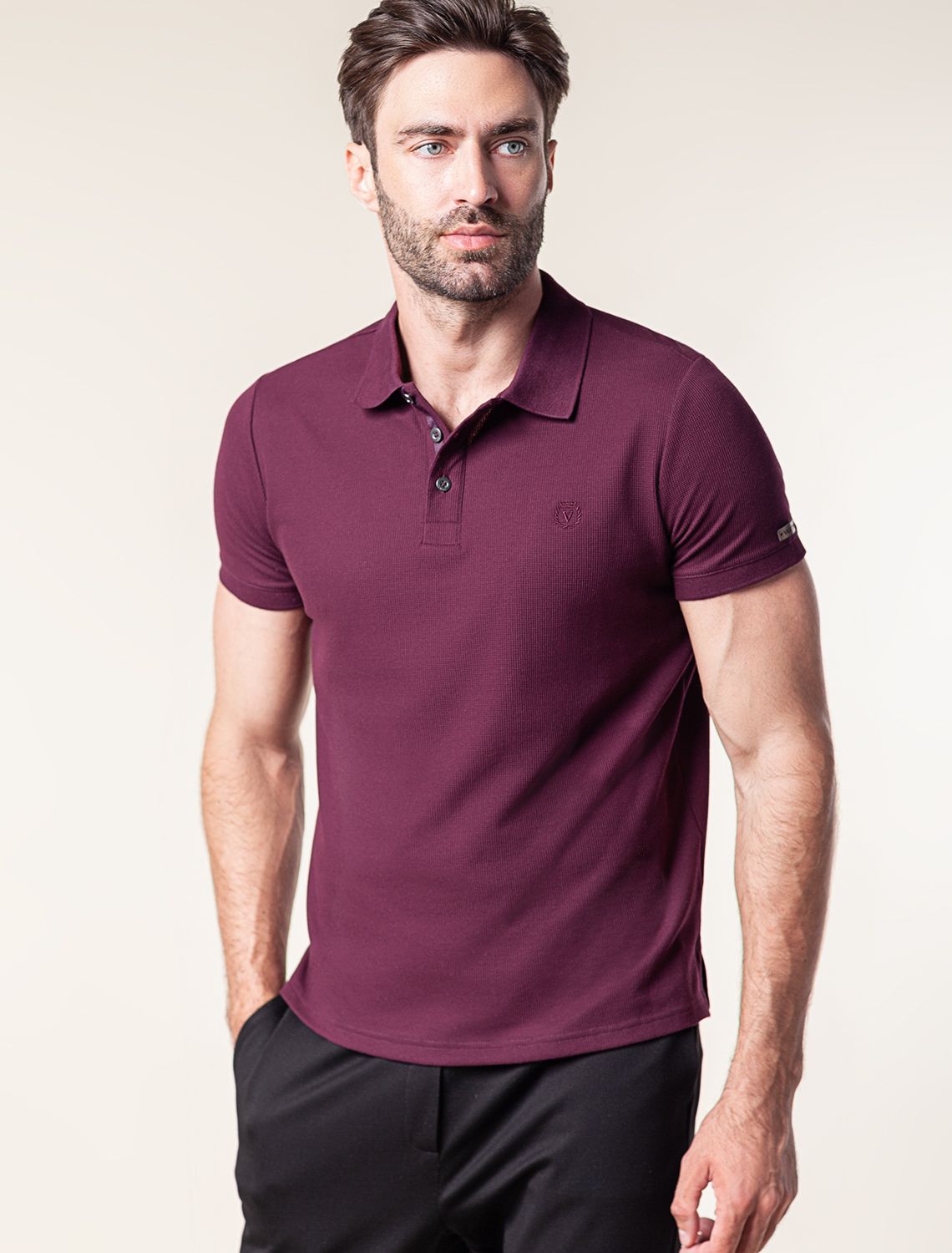 Ст.цена 1590р Поло из фактурного материала из премиального хлопка U49.019 бургунди