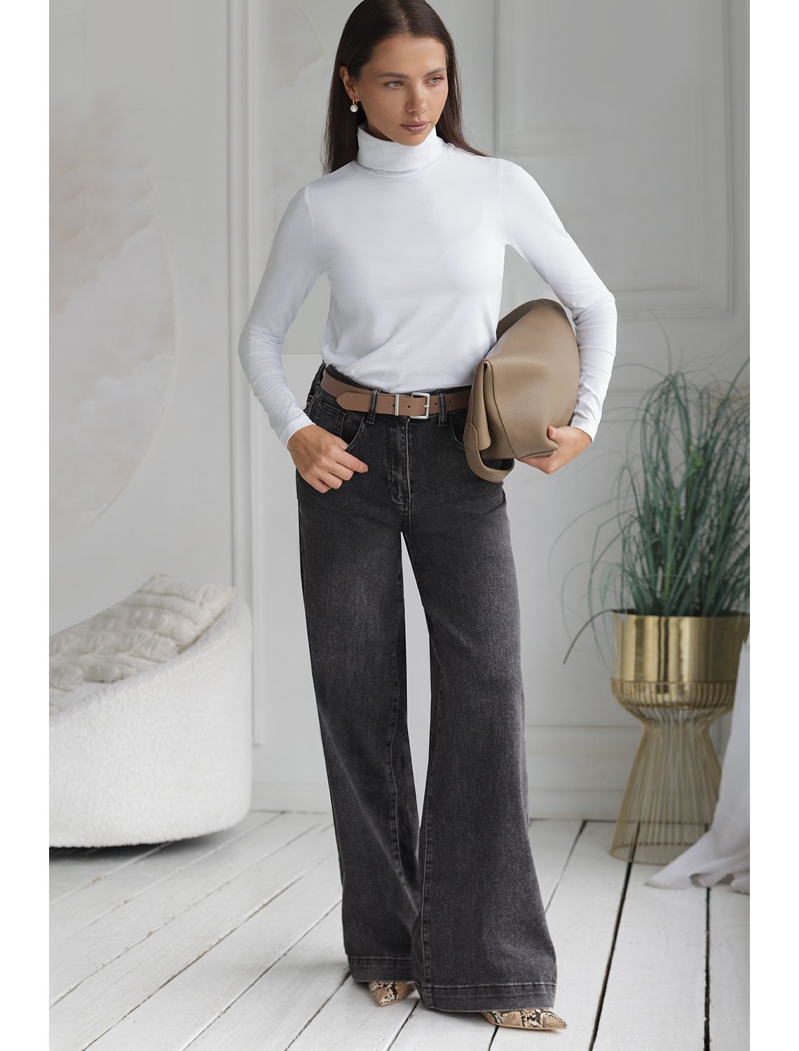 Водолазка из премиального хлопка с эластаном D49.873 белый