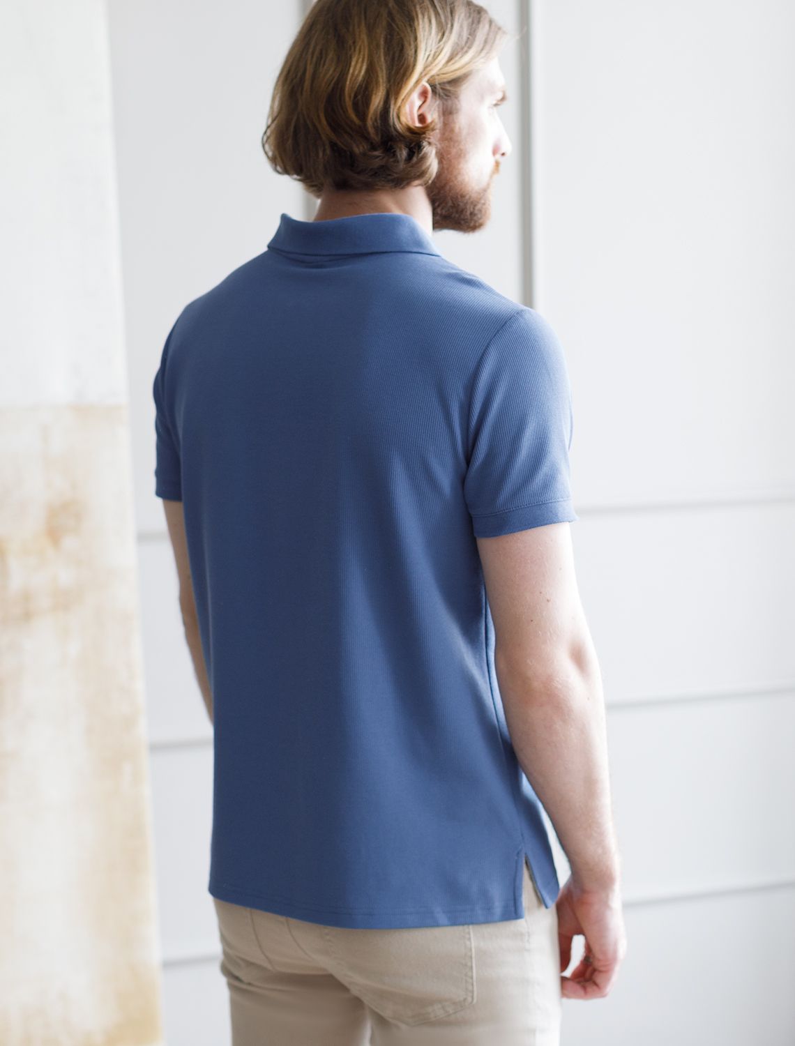 Ст.цена 1590р Поло из фактурного материала из премиального хлопка U49.019 светло-синий