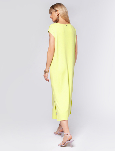 Ст.цена 2550р Платье из вискозы, связанное плетением интерлок с ремешком D32.042 лимонный