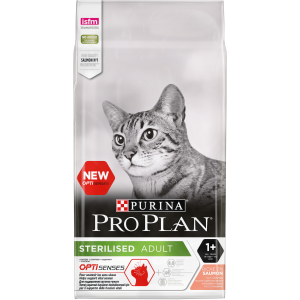 Pro Plan для стерилизованных кошек и кастрированных котов с лососем, (1,5 кг)