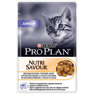 Pro Plan Junior Nutri Savour, для котят в возрасте от 6 недель до 1 года, с курицей в желе, 85 г