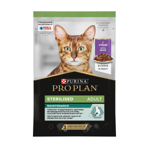 Pro Plan Nutri Savour для взрослых стерилизованных кошек и кастрированных котов, с уткой в соусе, 85 г