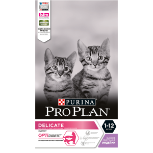 Pro Plan Delicate Junior для котят с чувствительным пищеварением индейка, (400 гр)