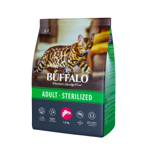 Mr.Buffalo STERILIZED Сухой корм для кошек, лосось, (0,4 кг)