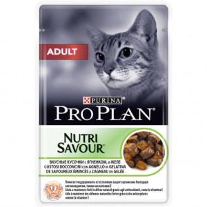 Pro Plan Adult, для взрослых кошек с ягненком в желе, 85 г