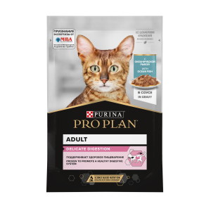 Pro Plan Delicate Nutri Savour, для кошек с чувствительным пищеварением с океанической рыбой в соусе, 85 г
