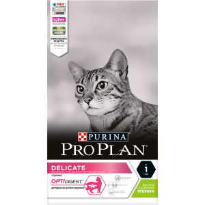 Pro Plan для кошек с чувствительным пищеварением и привередливых к еде с ягненком, (1,5 кг)