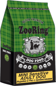 ZOORING MINI SENSITIVE ADULT DOG Сухой корм для взрослых собак мини- и средних пород Индейка и рис с пробиотиками, (20 кг-----------0  БЕЗ ДОП СКИДОК!)