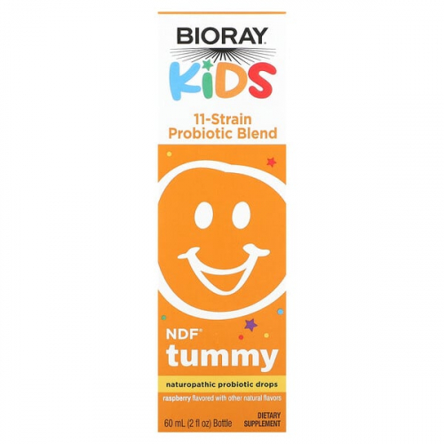 Bioray, Kids, NDF Tummy, смесь из 11 штаммов пробиотиков, со вкусом малины