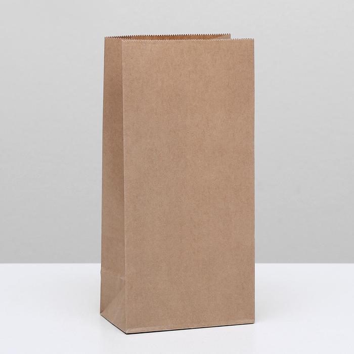 Пакет крафт бумажный фасовочный, прямоугольное дно 12×8×24 см