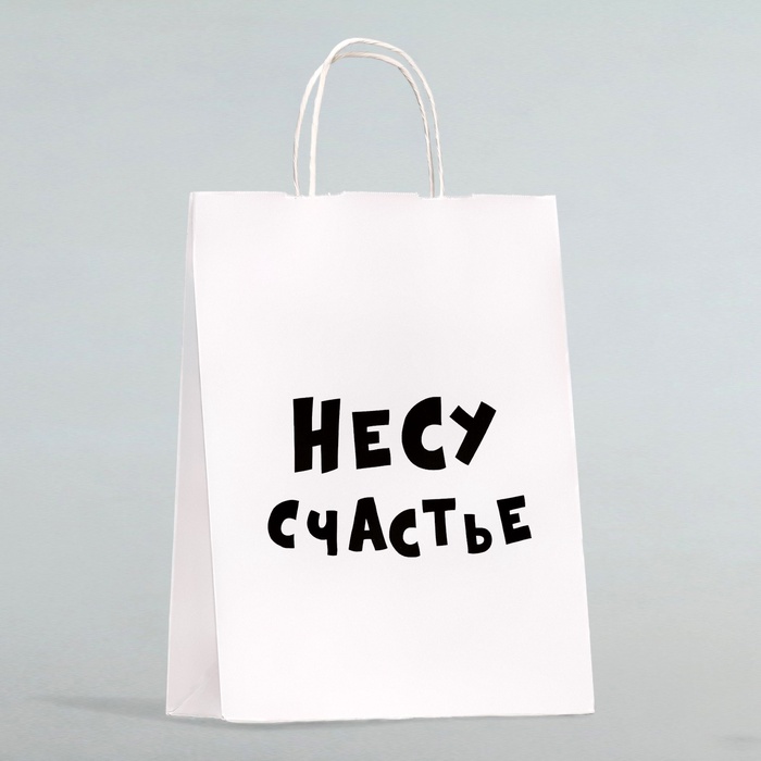 Пакет подарочный «Несу счастье », 24×14×28 см