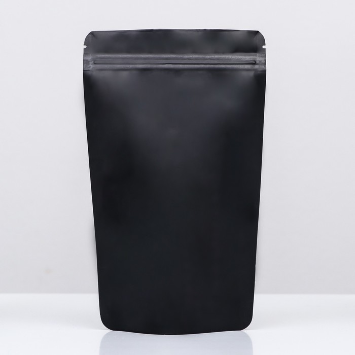 Пакет дой-пак, матовый, чёрный с окном, 12×20×4 см