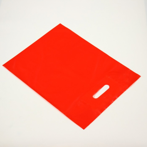 Пакет полиэтиленовый с вырубной ручкой, Красный 30-40 См, 70 мкм