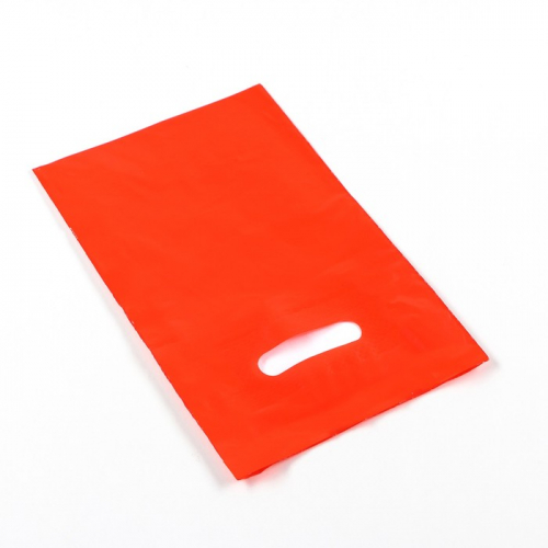 Пакет полиэтиленовый с вырубной ручкой, Красный 20-30 См, 50 мкм