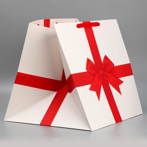 Пакет подарочный квадратный, упаковка, Red, 40 х 40 х 40 см