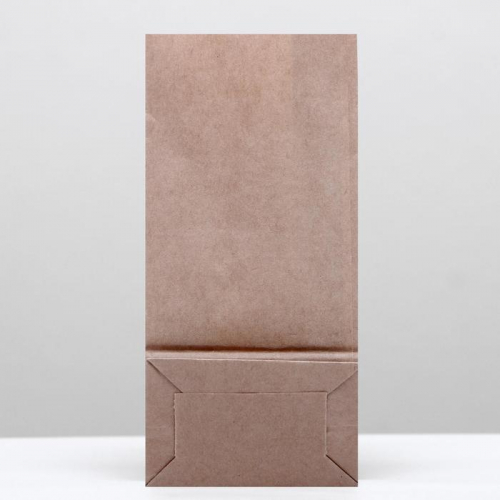 Пакет крафт бумажный фасовочный, однослойный, с окном, прямоугольное дно 8(5) х 5 х 17 см