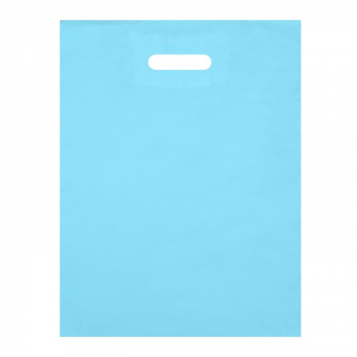 Пакет полиэтиленовый, с вырубной ручкой, голубой, 34 х 45, 33 мкм