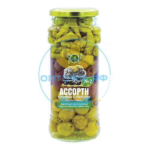 HiFood Оливки без косточки с перцем Ассорти №2 / 550гр (упак*15)