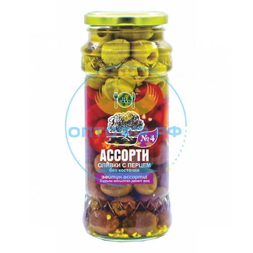 HiFood Оливки без косточки с перцем Ассорти №4 / 550гр (упак*15)