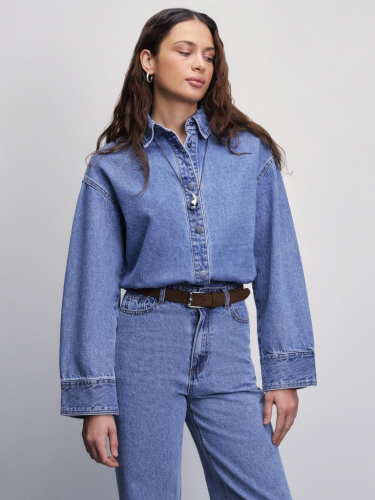 блузка джинсовая женская голубой индиго