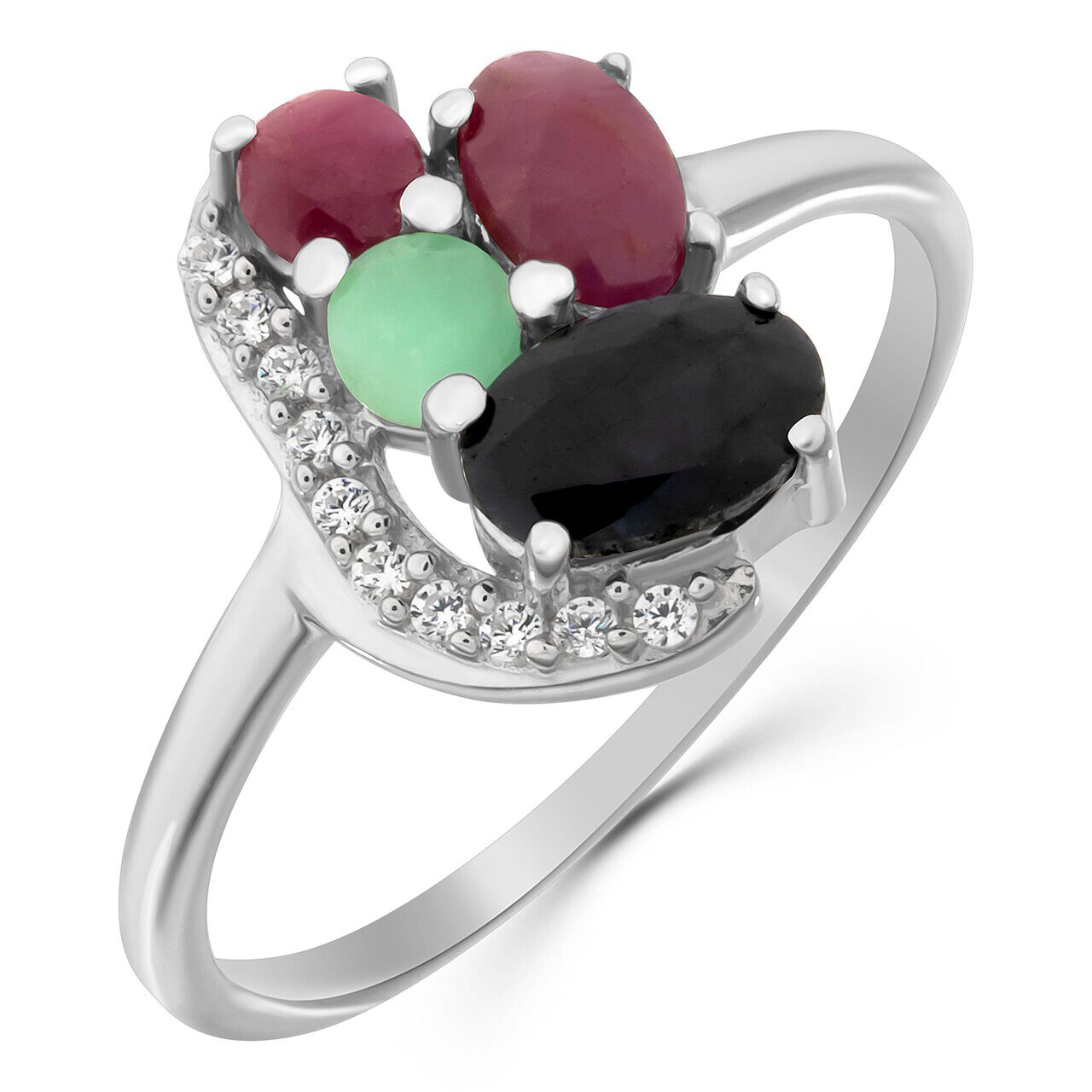 Кольцо, изумруд берилл , рубин корунд , сапфир корунд, Джанис