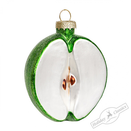 Яблоко (половинка) зеленое (стекло) 6,5х5х4 см