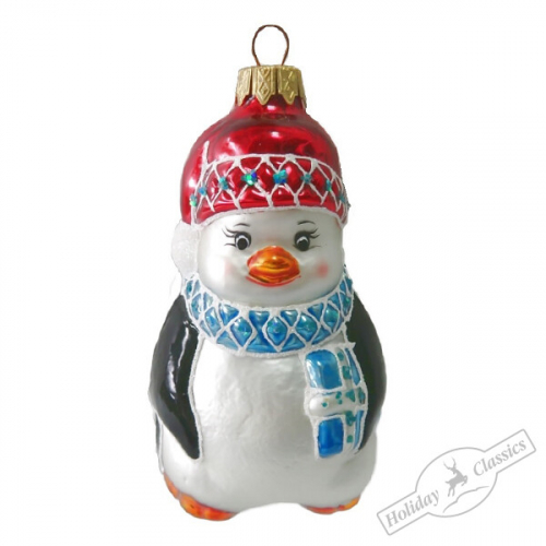 Пингвиненок в красной шапочке (стекло) 11,5х6х5,5 см