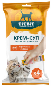 TiTBiT Крем-суп для кошек с кусочками индейки (10 г х 4 упак)