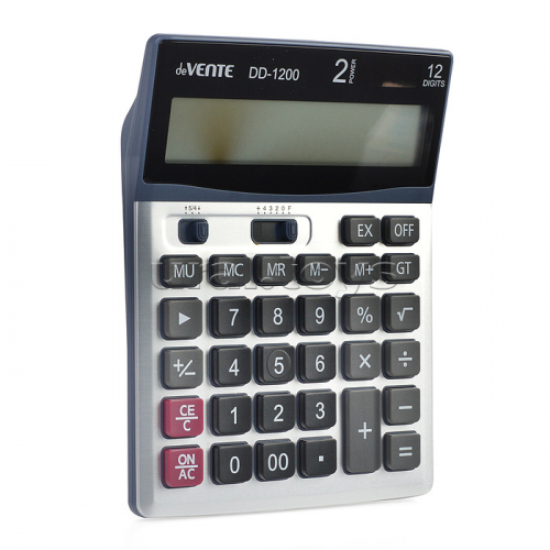 Калькулятор настольный, 140x178x46, 12 разрядный, металлическая панель, автоматическое вычисление квадратного корня, процентов, наценки, функция 