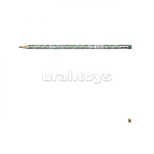 Чернографитный карандаш Natural Life, трехгранный, с ластиком, HB