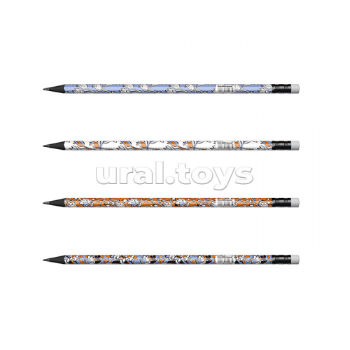 Чернографитный карандаш Tulips, трехгранный, с ластиком, HB