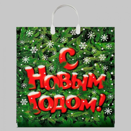 Пакет «Поздравление», полиэтиленовый с пластиковой ручкой, 40×44 см