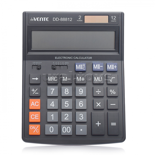Калькулятор настольный DD-88812, 145x190x35 мм, 12 разрядный, двойное питание, двойная память, автоматическое вычисление процентов, наценки, клавиша 