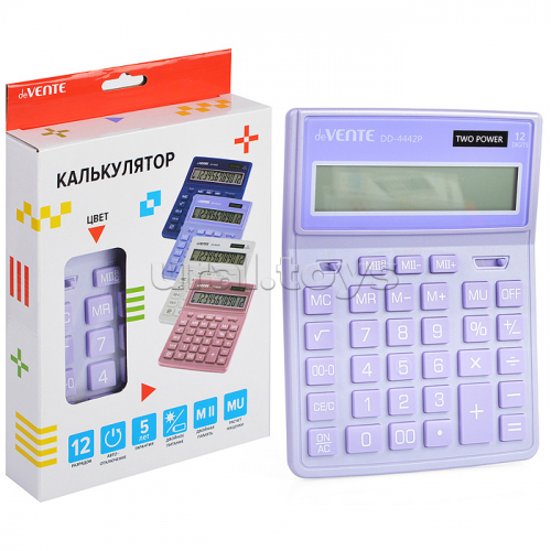Калькулятор настольный, 155x204x33 мм, 12 разрядный, двойное питание, двойная память, автоматическое вычисление квадратного корня, процентов, наценки, клавиша 