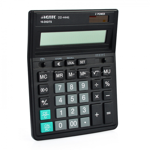 Калькулятор настольный, 153x199x31 мм, 16 разрядный, двойное питание, автоматическое вычисление квадратного корня, процентов, наценки, автоматическая конвертация валют, клавиша 