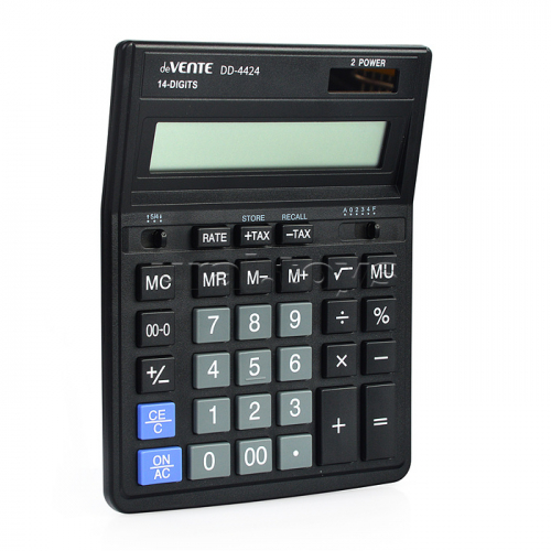 Калькулятор настольный, 153x199x31 мм, 14 разрядный, автоматическое вычисление квадратного корня, наценки, процентов, налогов, функция смены знака, кнопка «00», коррекция последнего введенного значения, двойное питание, автоматическое отключение, прорезин