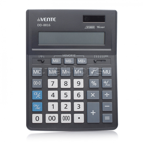 Калькулятор настольный DD-8816, 155x205x35 мм, 16 разрядный, двойное питание, двойная память, автоматическое вычисление процентов, наценки, клавиша 