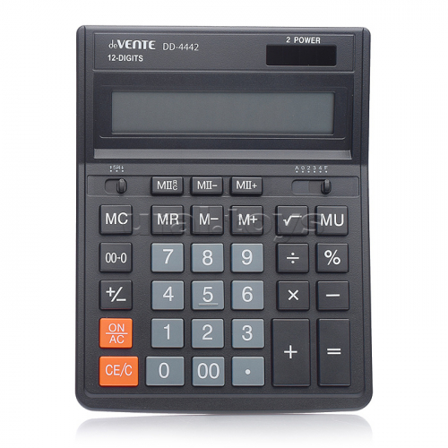 Калькулятор настольный DD-4442, 153x199x31 мм, 12 разрядный, аналог SDC-444S, двойное питание, двойная память, автоматическое вычисление квадратного корня, процентов, наценки, клавиша 