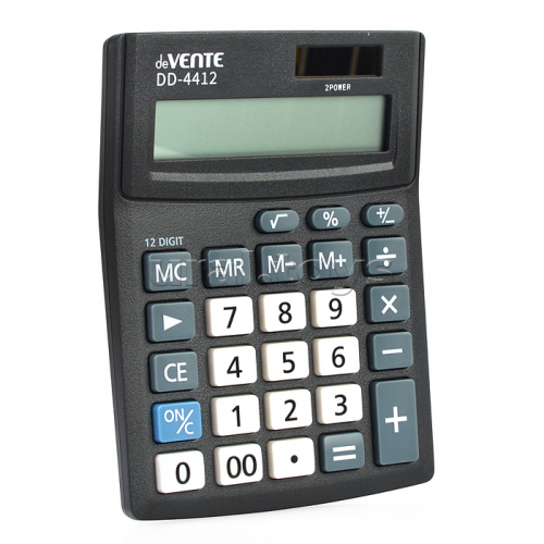 Калькулятор настольный, 102x137x31 мм, 12 разрядный, автоматическое вычисление квадратного корня, процентов, коррекция последнего введенного значения, работа с памятью, кнопка 