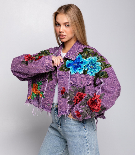 Джинсовая куртка #КТ6 (9), фиолетовый