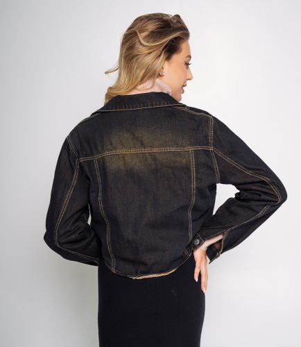 Джинсовая куртка #КТ0152, чёрный