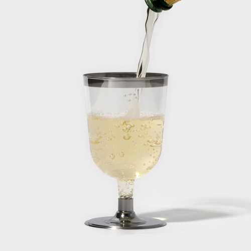 Бокал для вина «Кристалл», 200 мл, с металлизированными каемками, цвет прозрачный, 6 шт/уп