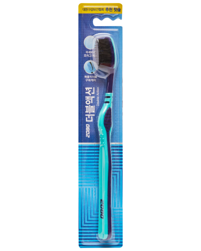 [DENTAL CLINIC 2080] Зубная щетка ДВОЙНОГО ДЕЙСТВИЯ средней жесткости Double Action Toothbrush, цвет в ассортименте