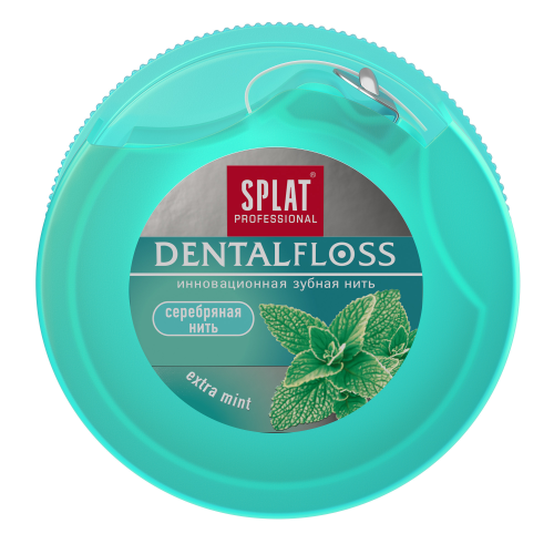 [SPLAT] Зубная нить антибактериальная супертонкая МЯТА с волокнами серебра 30 метров Professional DentalFloss, 1 шт