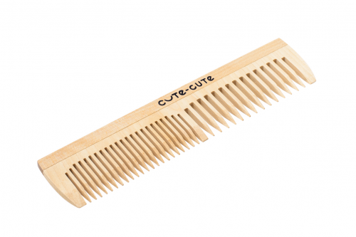 [CUTE-CUTE] Гребень для волос ДЕРЕВЯННЫЙ комбинированный зубцы редкие короткие, 1 шт