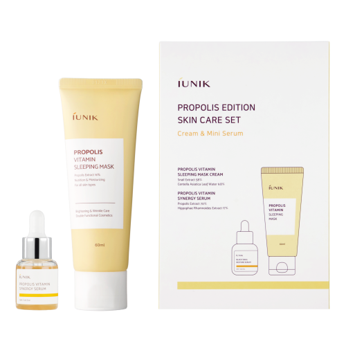 [IUNIK] Набор для лица витаминный ПРОПОЛИС сыворотка + ночная маска Propolis Edition Skin Care Set, 15 мл+60 мл