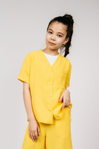 0610 Рубашка для девочки Желтый