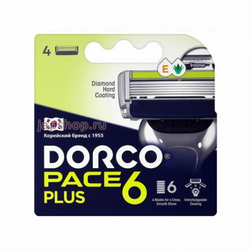 Dorco Pace 6 Plus, 4 сменные кассеты к многоразовому станку для бритья, 6 лезвий, 1 шт (8801038582757)