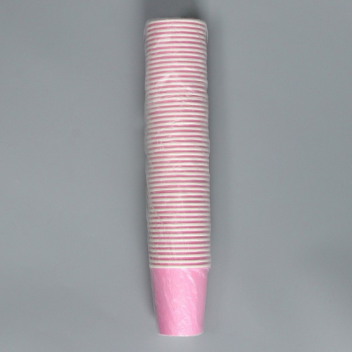 Стакан одноразовый бумажный, однотонный, цвет розовый, 250 мл, 50 шт